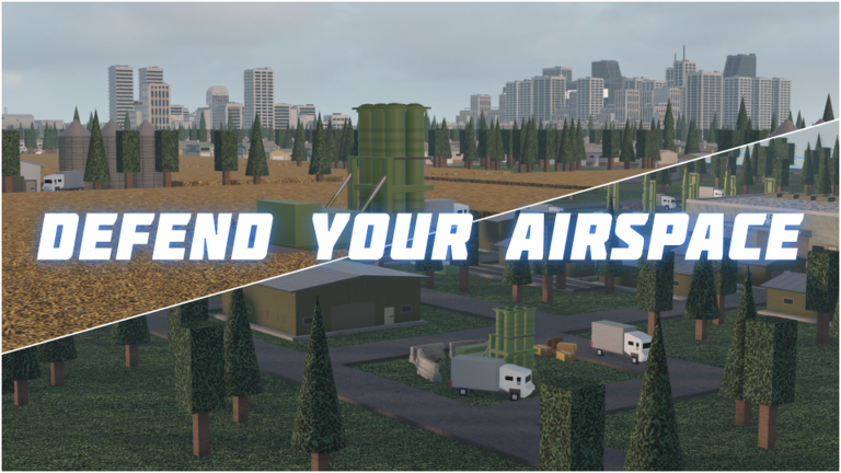Official thumbnail of green silos, trucks, pines, and a skyline under DEFEND YOUR AIRSPACE.